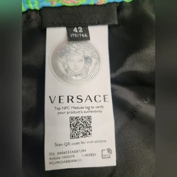 Versace Psycadellic Print Denim A  -Line Mini Skirt Italy SZ 42 - Picture 9 of 15